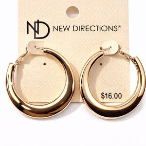 NWT New Directions Gold Round 1.5 Inch Hoop Earrings